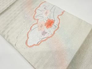 リサイクル　佐賀錦銀駒刺繍雲取りに花々模様名古屋帯